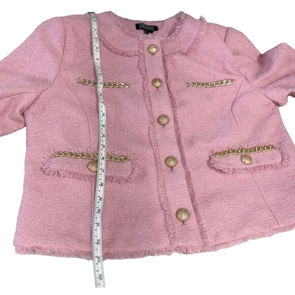 QVC Dennis Basso Textured Jacket with Goldtone Chain Detail NWT Rose Size 12 (L) - Picture 10 of 11